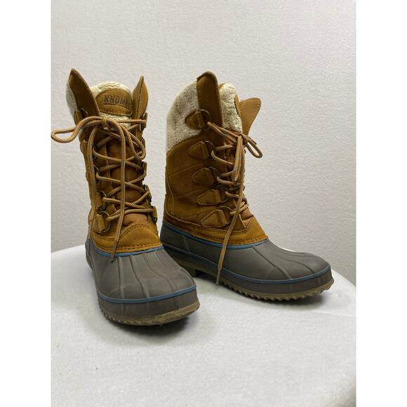 Khumba Woman's Cozy Tall Lace Up Pac Suede Knit Snow Duck Boots- Size 6 - Picture 4 of 7